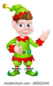 Happy cartoon Christmas Elf or one of Santa s Christmas helpers