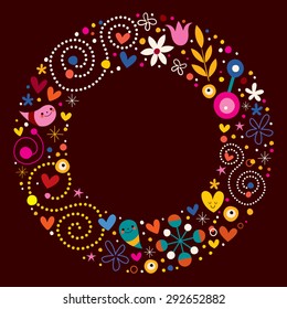 happy cartoon circle retro frame