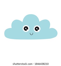 Feliz dibujo a mano en la nube de dibujos animados. Ilustración del símbolo del vector.