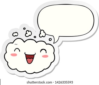 happy cartoon cloud with speech bubble sticker