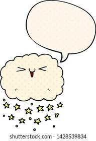 Happy Cartoon Cloud mit Sprachblase im Comicstil