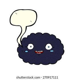 happy cartoon cloud with speech bubble