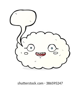 happy cartoon cloud with speech bubble