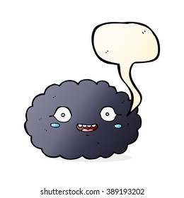 happy cartoon cloud with speech bubble