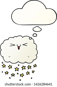 happy cartoon cloud with thought bubble in smooth gradient style