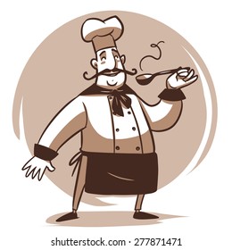 happy cartoon cook with spoon