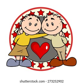 Happy Cartoon Couple