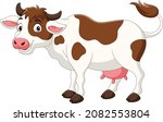 Happy cartoon cow isolated on white background