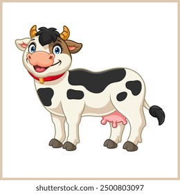 Happy cartoon cow isolated on white background

