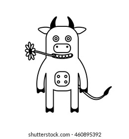 Happy cartoon cow. Vector clip art illustration.  Sketch of a series of drawings.