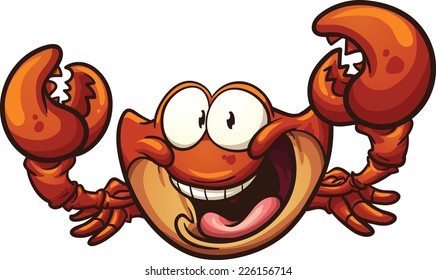 Happy cartoon crab. Vector clip art illustration with simple gradients. All in a single layer.