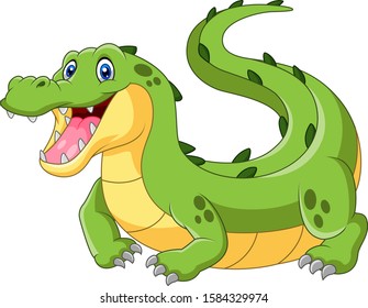Happy Cartoon crocodile are creeping