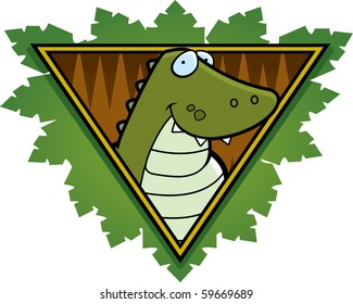 A happy cartoon crocodile on a safari themed icon.
