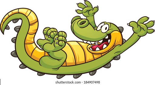 Happy cartoon crocodile. Vector clip art illustration with simple gradients. All in  a single layer. 