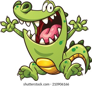 Happy cartoon crocodile. Vector clip art illustration with simple gradients. All in a single layer. 
