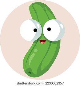 
Happy Cartoon Cucumber Character Smiling Cheerfully. Funny veggie mascot with a cheerful expression
