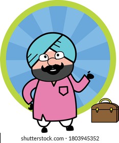 Happy Cartoon Cute Sardar Presenting