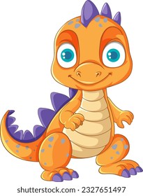 Happy cartoon dinosaur character smiling illustration