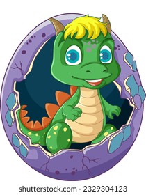 Happy cartoon dinosaur character smiling illustration