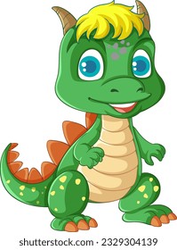 Happy cartoon dinosaur character smiling illustration