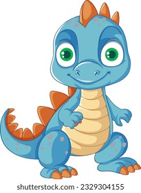 Happy cartoon dinosaur character smiling illustration