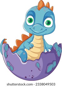 Happy cartoon dinosaur character smiling illustration