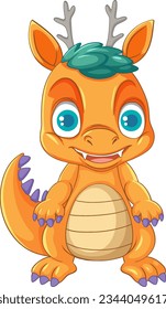 Happy cartoon dinosaur character smiling illustration