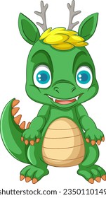 Happy cartoon dinosaur character smiling illustration