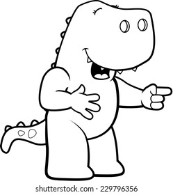 A happy cartoon dinosaur laughing and smiling.