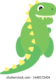 Happy Cartoon Dinosaur Tyrannosaurus Rex Character Icon Vector