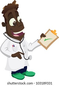 A happy cartoon doctor gives the all clear. Illustrator .eps v 10.