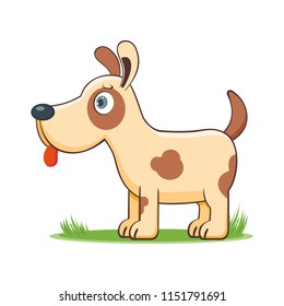 A happy cartoon dog. Comic farm animal character. Vector Illustration