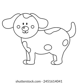 Happy Cartoon Dog Drawing. Farm animals.Coloring book for children. Cartoon vector illustration.