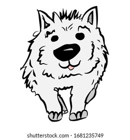 Happy cartoon dog, funny vector image of favorite pets