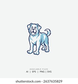 Happy Cartoon Dog Logo, Adorable Smiling White Dog Mascot Design