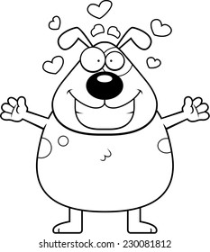 A happy cartoon dog ready to give a hug.