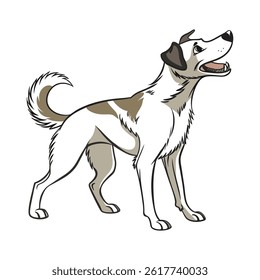 Happy Cartoon Dog Standing with Cheerful Expression Vector Illustration