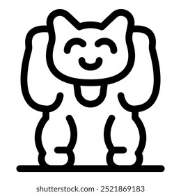 Happy cartoon dog is standing and smiling with its tongue out
