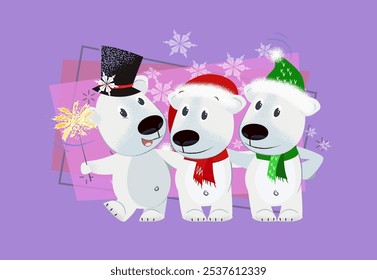 Happy cartoon dogs celebrating Christmas. Party or holiday concept. Vector illustration can be used for banner design, festive posters, party invitations