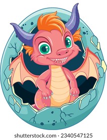 Happy cartoon dragon character smiling illustration