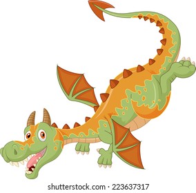 Happy cartoon dragon flying