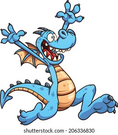 Happy cartoon dragon. Vector clip art illustration with simple gradients. All in a single layer.