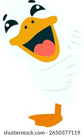 Happy Cartoon Duck Peeking hand drawn