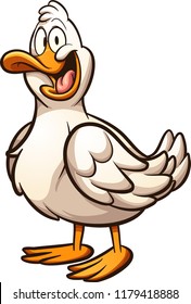 Happy cartoon duck. Vector clip art illustration with simple gradients. All in a single layer. 
