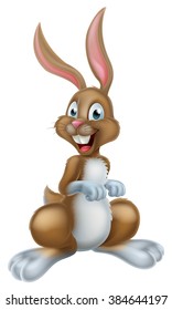 A happy cartoon Easter bunny rabbit character