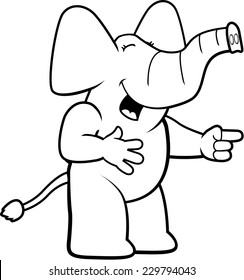 A happy cartoon elephant laughing and smiling.