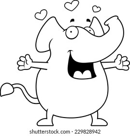 A happy cartoon elephant ready to give a hug.