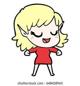 happy cartoon elf girl