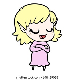happy cartoon elf girl