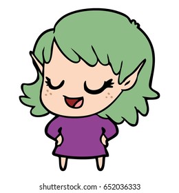 happy cartoon elf girl